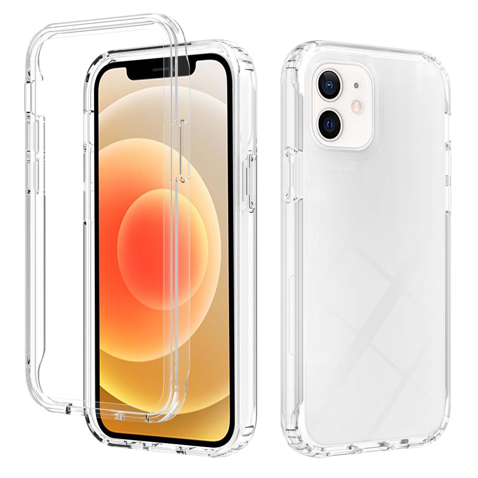 

Gradient Color Full Body 2-in-1 Hard PC Soft TPU Rugged Shock Absorption Protective Case for iPhone 12 mini 5.4 inch - Transparent, iPhone 12 mini