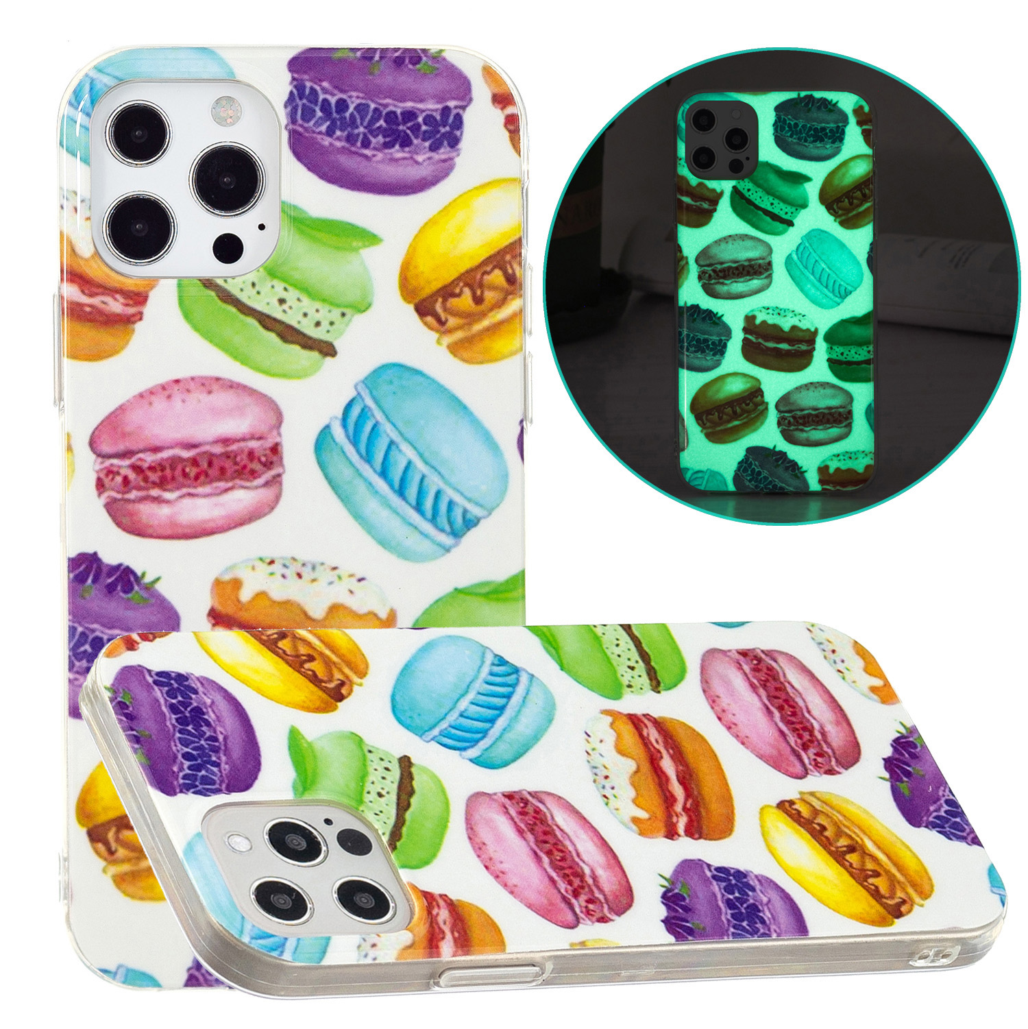 

Shockproof Luminous Glow In Dark TPU Case Mobile Phone Cover Shell for iPhone 13 Pro Max 6.7 inch - Hamburger, iPhone 13 Pro Max