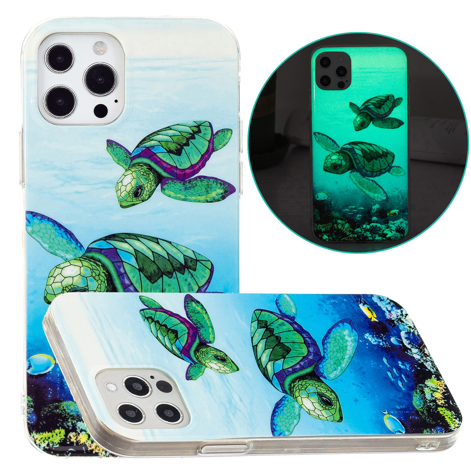 

Shockproaper Luminous Glow In Dark TPU Case Cover Shell Для Iphone 13 Pro Max 6,7 Дюйма - Морская Черепаха, iPhone 13 Pro Max