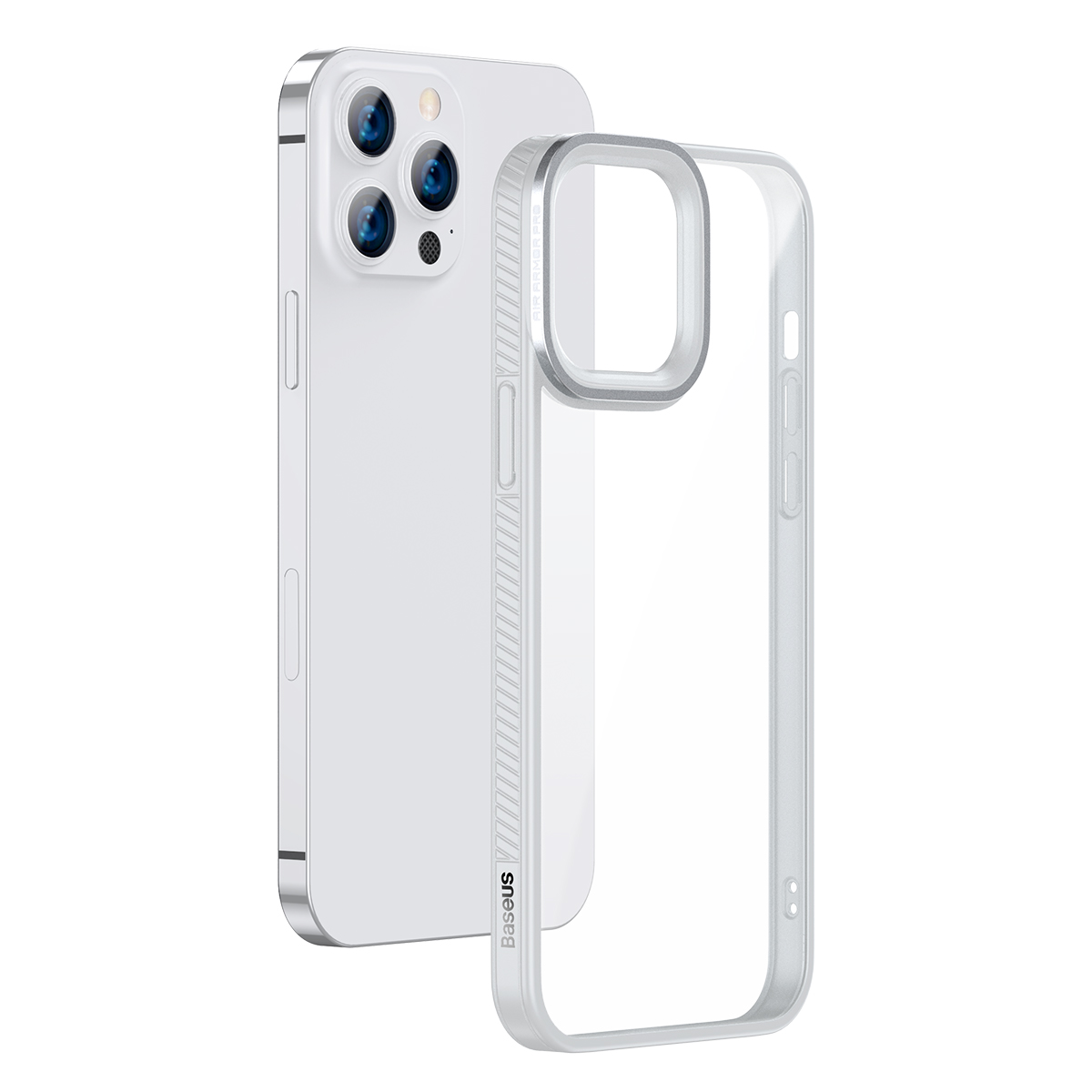 

BASEUS Crystal Phone Case PC+TPU Cellphone Protector Shell for iPhone 13 Pro Max 6.7 inch - Light Grey, iPhone 13 Pro Max