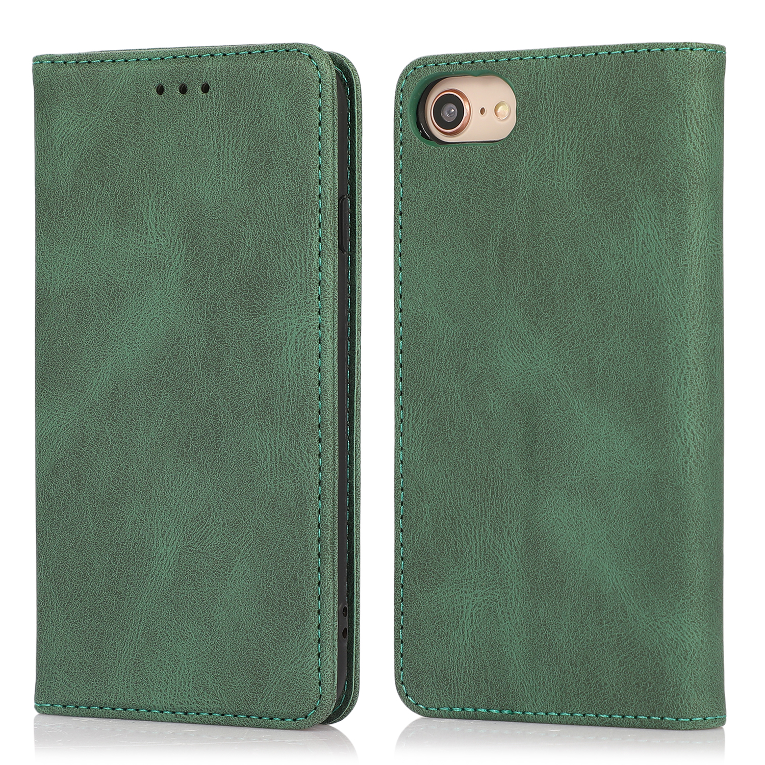 

Pull Protection Silky Touch Auto-absorbed Wallet Leather Stand Case for iPhone 7 4.7 inch/8 4.7 inch/SE (2020)/SE (2022) - Green, iPhone SE (2022)