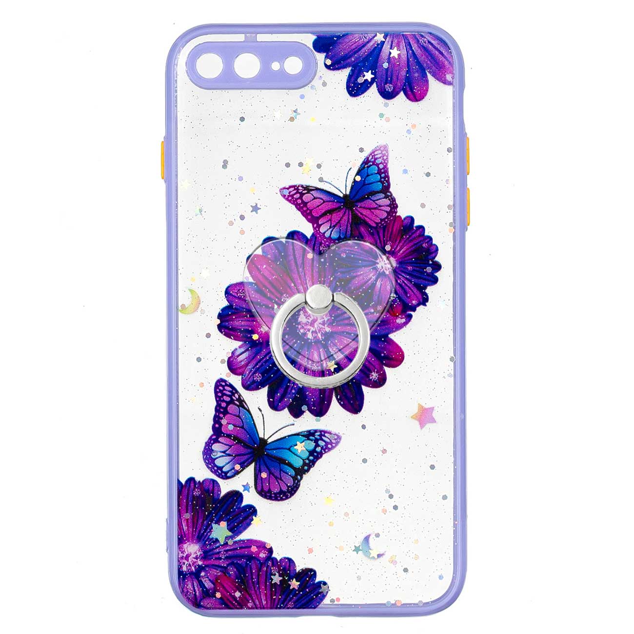 

Kickstand Design Pattern Printing Soft TPU + Hard PC Protective Phone Case Shell for iPhone 7 Plus/8 Plus - Purple Flower Butterfly, iPhone 7 Plus 5.5 inch