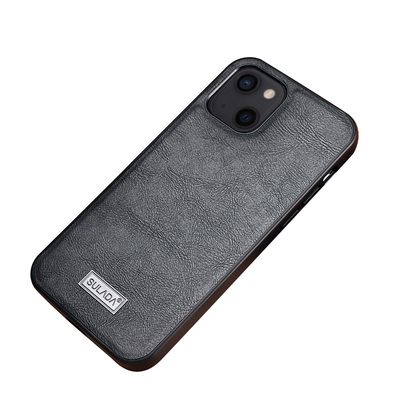 

SULADA Anti Scratch PU Leather Coated TPU + PC Phone Case Shell for iPhone 13 mini 5.4 inch - Black, iPhone 13 mini
