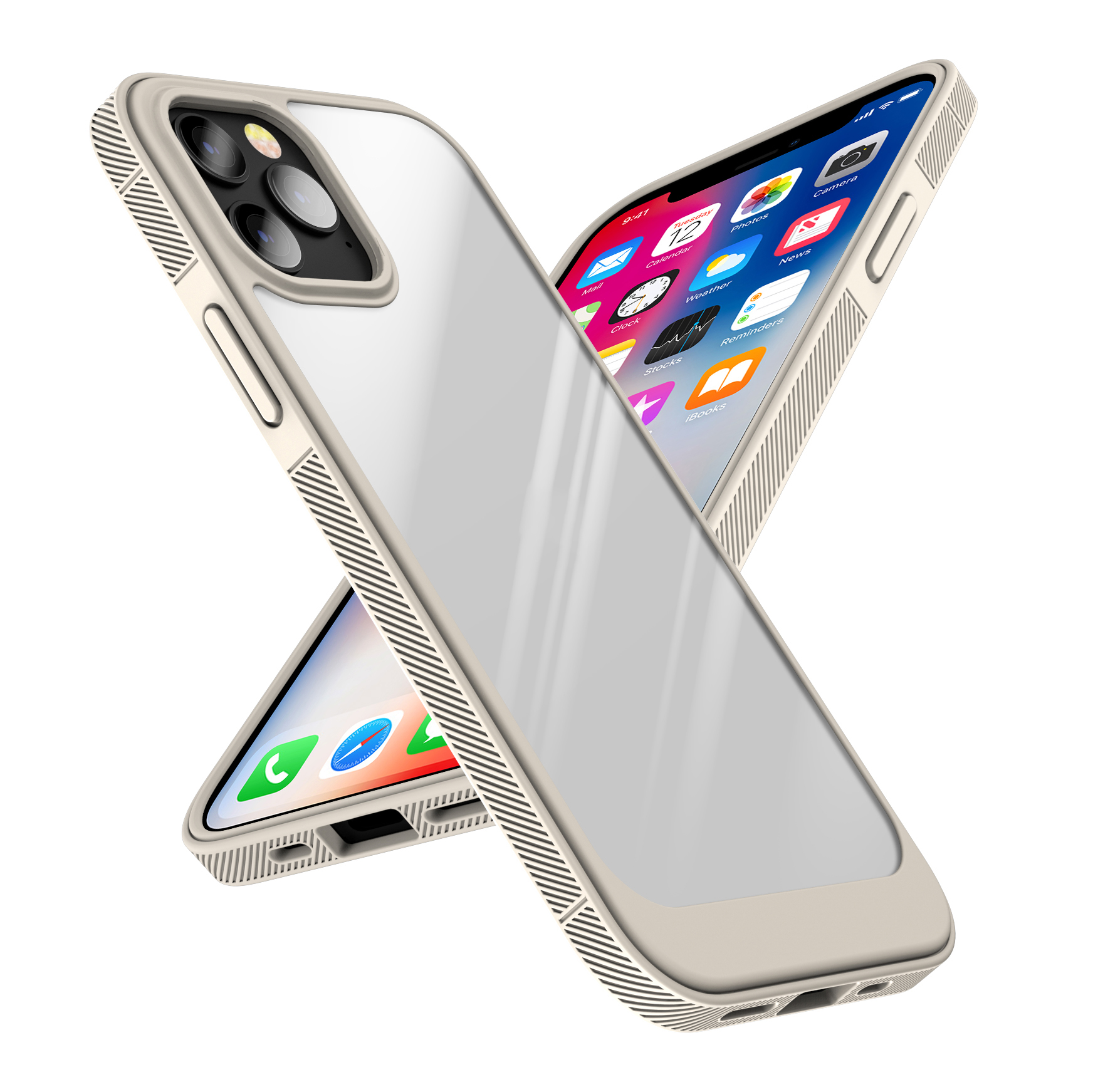 

Clear PC Back + Soft TPU Bumper Protective Slim Shockproof Case for iPhone 13 mini 5.4 inch - Silver Grey, iPhone 13 mini