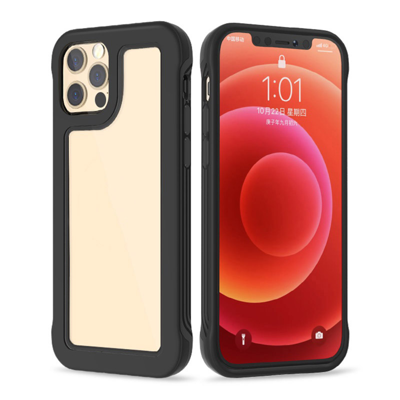 

2-in-1 Contrast Color Frame TPU + PC Clear Back Phone Case for iPhone 12 Pro Max 6.7 inch - Black/Black, iPhone 12 Pro Max