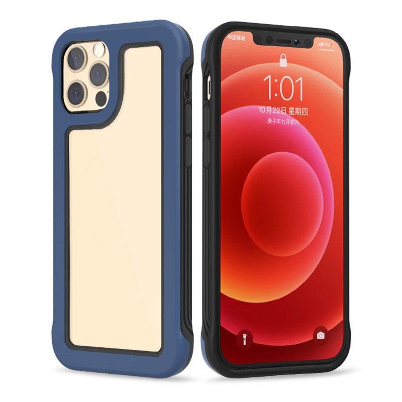 

Shock-Proof Drop-Proof Contrast Color Frame TPU + PC Clear Back Phone Case for iPhone 12 6.1 inch/12 Pro 6.1 inch - Cobalt Blue/Black, iPhone 12