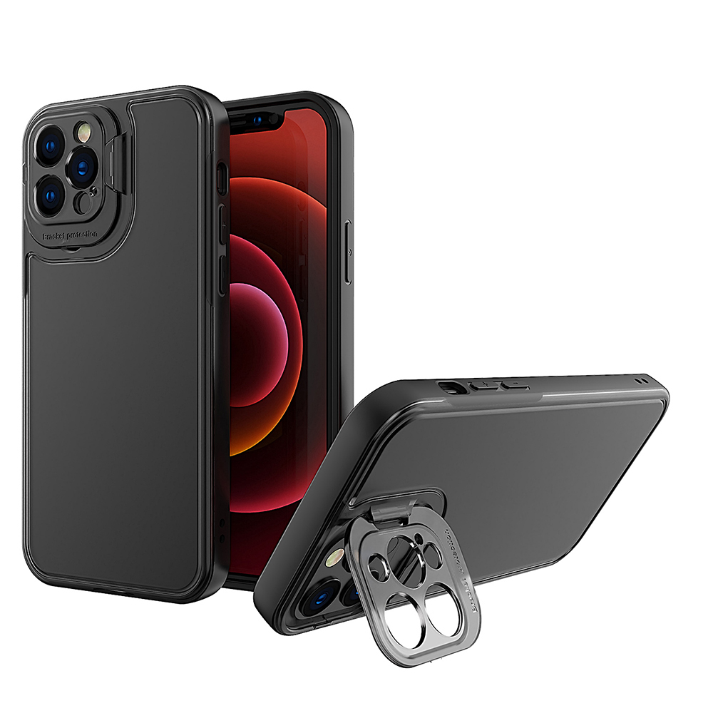 

Anti-Fingerprint Dirt-Proof Hybrid PC + TPU Phone Case with Camera Lens Guard for iPhone 13 Pro 6.1 inch - Black, iPhone 13 Pro