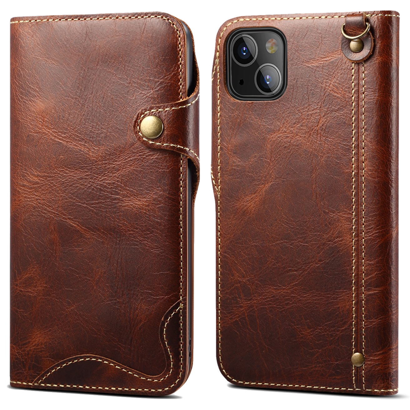 

Étui de Couverture de Portefeuille en Cuir Authentique Polyvalent Avec Sangle Pour Iphone 13 Mini 5,4 Pouces - Brun, Apple iPhone XR