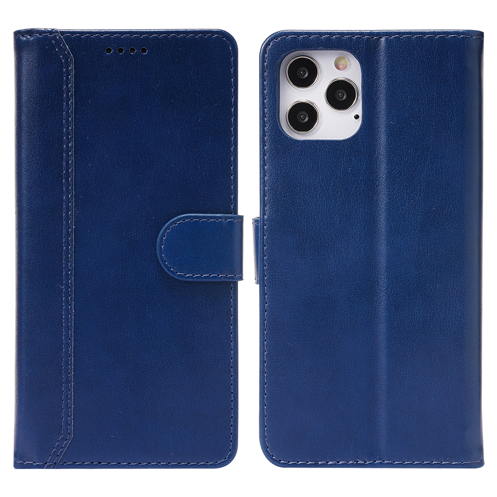 

All-Round Protection Splicing PU Leather Phone Case with Stand Wallet for iPhone 13 Pro Max 6.7 inch - Blue, iPhone 13 Pro Max
