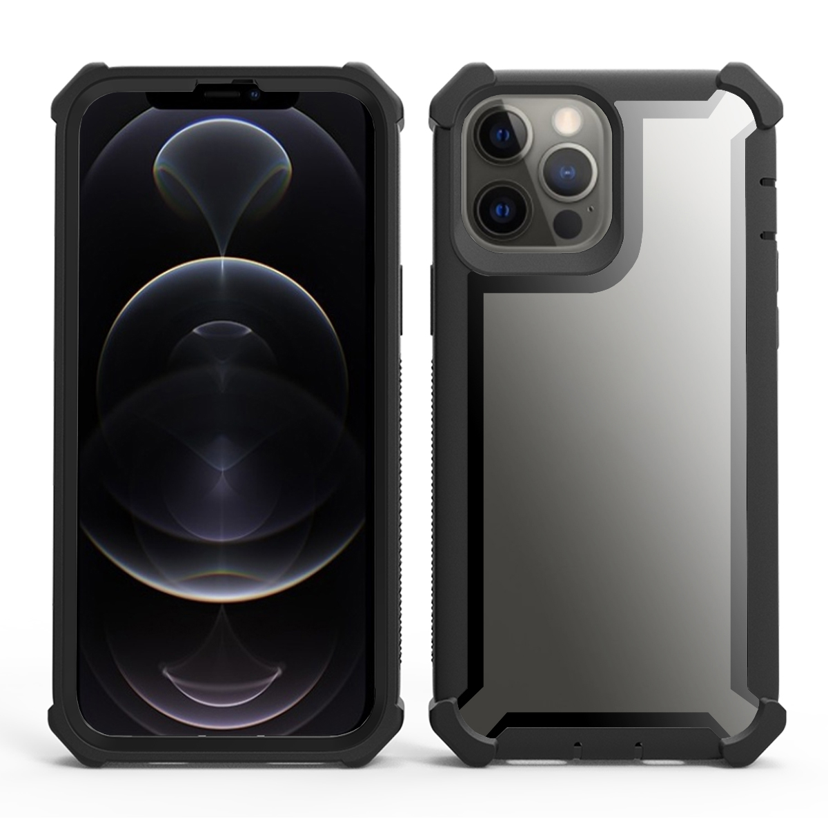 

Drop-proof PC + TPU Protective Phone Hybrid Cover Shell for iPhone 13 Pro 6.1 inch - All Black, iPhone 13 Pro