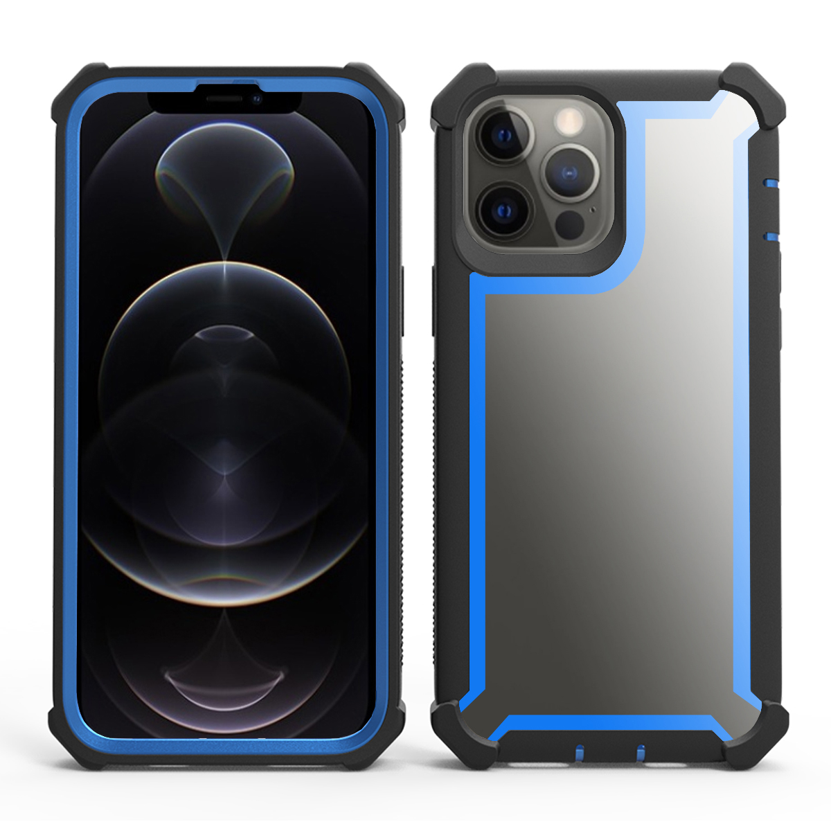 

Утолщенный Четырех Угловой Анти -падение пк + TPU Protector Для Iphone 13 Pro Max 6,7 Дюйма - Черный/синий, iPhone 13 Pro Max