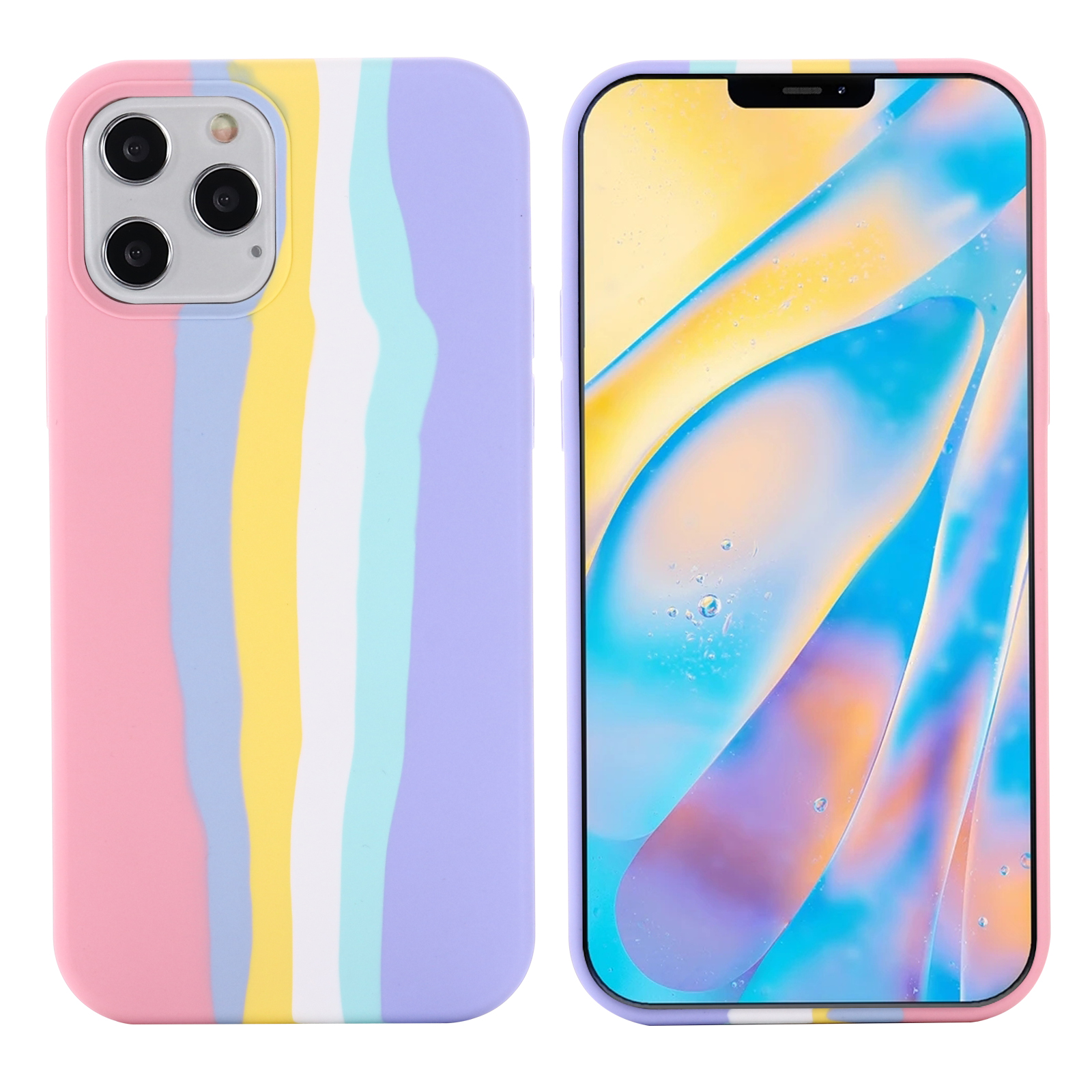 

Regenbogenstil Flüssiger Silikon Drop-proof-telefonhülle Für Iphone 12 Pro Max 6,7 Zoll - Rosa, iPhone 12 Pro Max