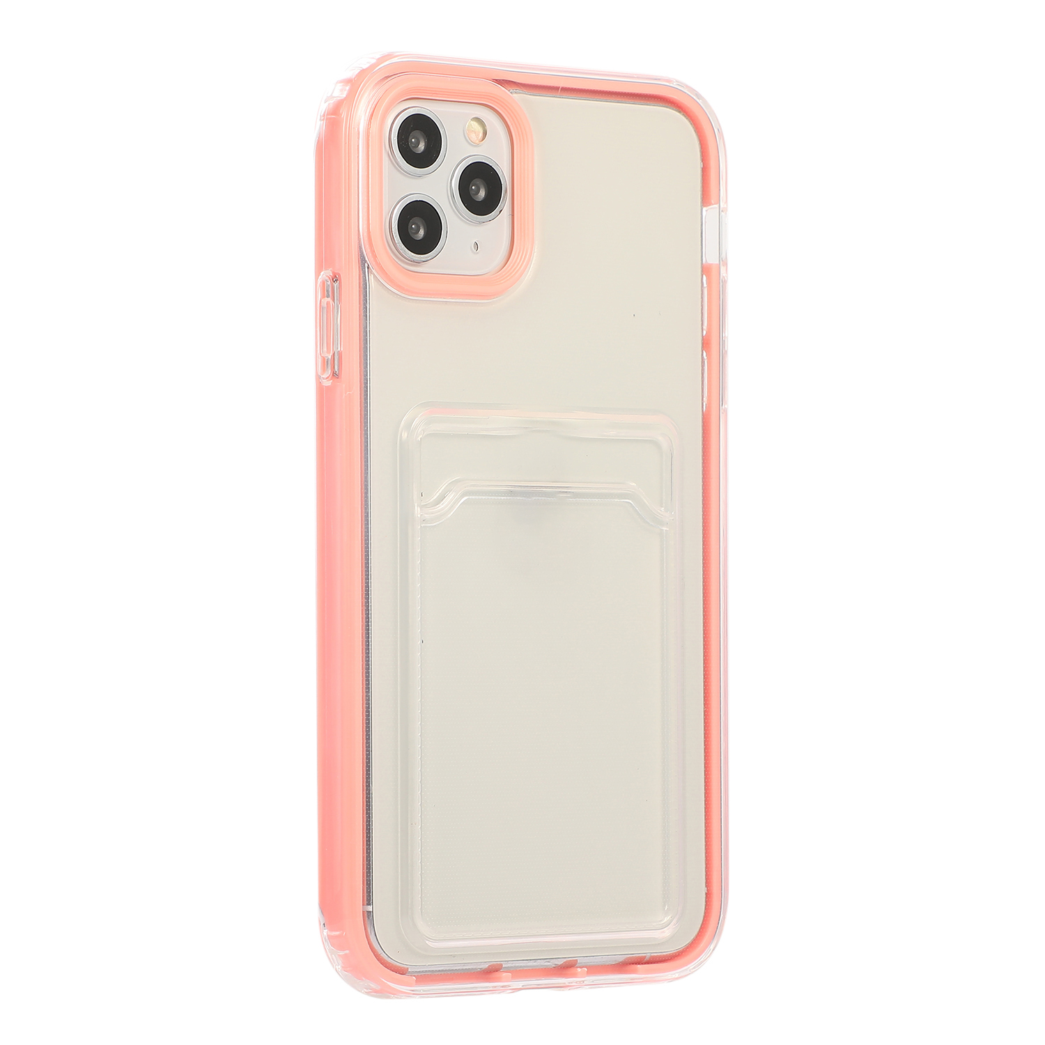 

Clear Soft TPU + PC Anti-Drop Shock-Resistant Stylish Phone Case with Card Holder for iPhone 13 Pro Max 6.7 inch - Pink, iPhone 13 Pro Max