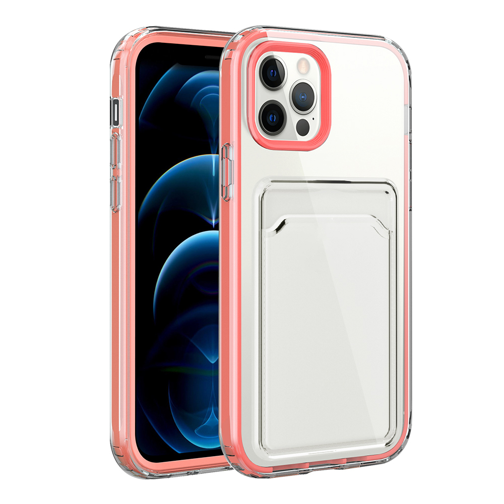 

Двойные Слои Anti-Fall TPU + ПК Абонепрозрачный Чехол Для Телефона С Держателем Карты Для IPhone 13 Pro Max 6,7 Дюйма - Розовый, iPhone 13 Pro Max
