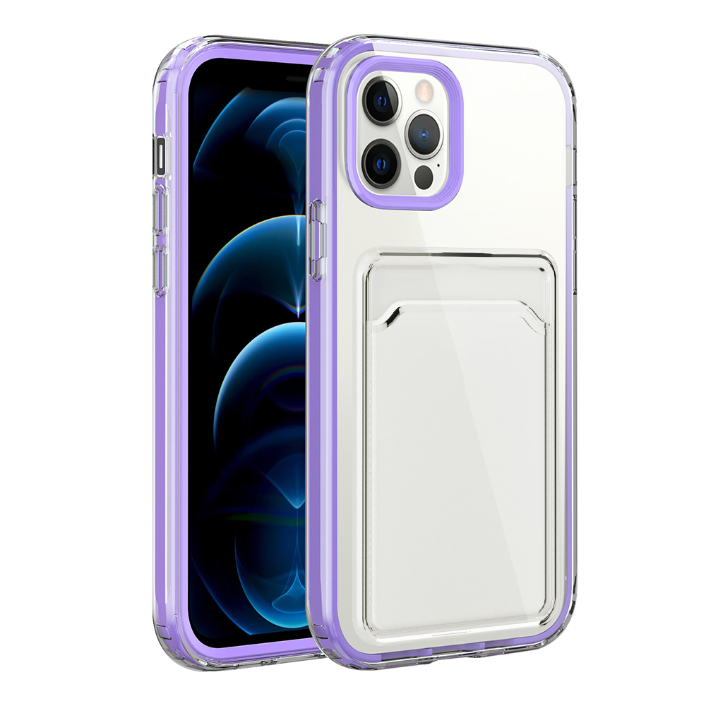 

Двойные Слои Anti-Fall TPU + ПК Абонепрозрачный Чехол Для Телефона С Держателем Карты Для IPhone 13 Pro Max 6,7 Дюйма - Фиолетовый, iPhone 13 Pro Max