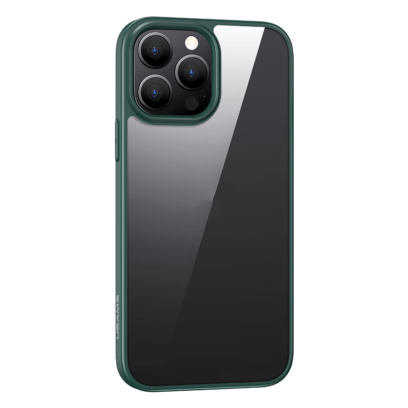 

USAMS US-BH770 Crystal Series Clear PC+ TPU Hybrid Case Phone Back Cover Shell Protector for iPhone 13 Pro 6.1 inch - Green, iPhone 13 Pro