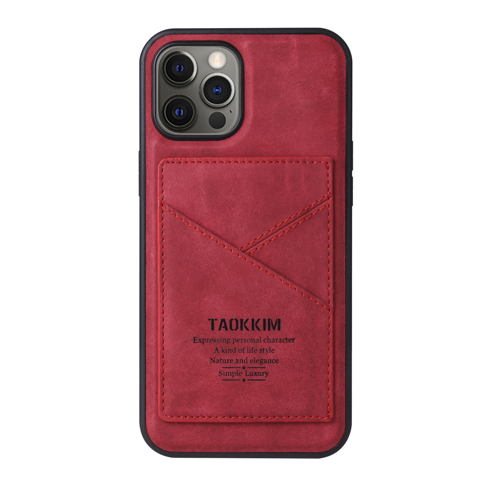 

Taokkim Vintage Style Kickstend Design pu - Красный, iPhone 13 Pro