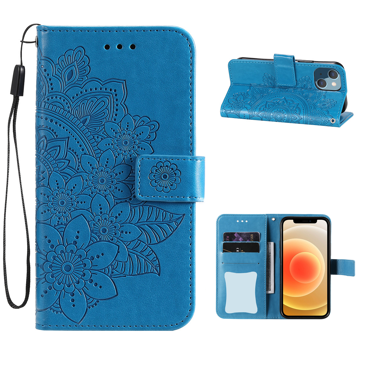 

Шляпа Принц Импринтинг Цветочный Рисунок pu - Синий, iPhone 13