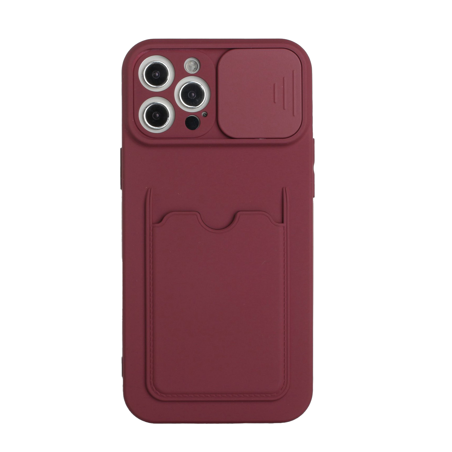 

Camera Slide Protector Design Soft TPU Phone Case Shell with Card Slot for iPhone 13 Pro 6.1 inch - Wine Red, iPhone 13 Pro