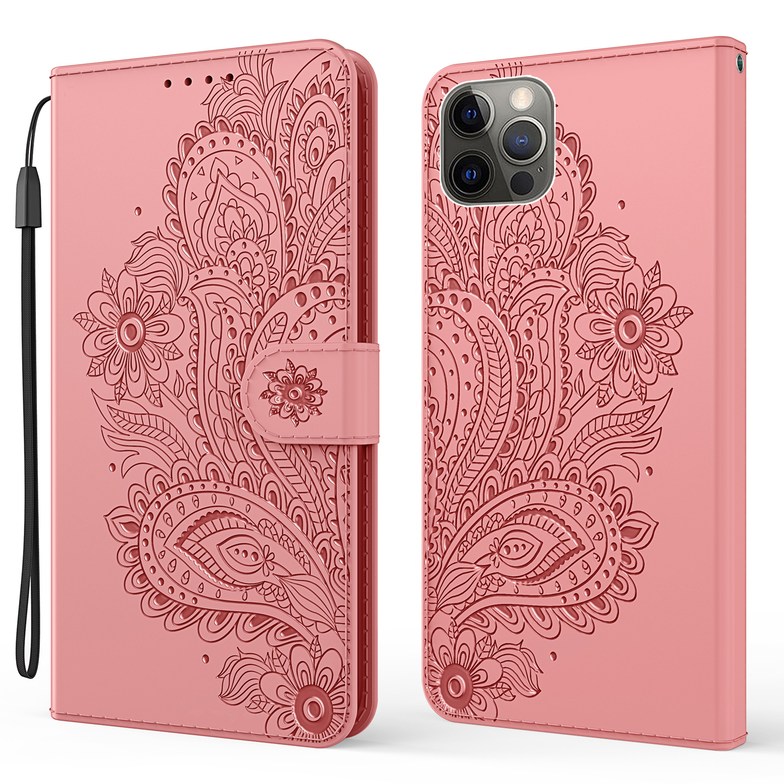 

Стенд Кошелька Кожаная Чехла Для Телефона с Отпечатанным Цветом Для Iphone 13 Pro 6,1 Дюйма - Розовый, iPhone 13 Pro