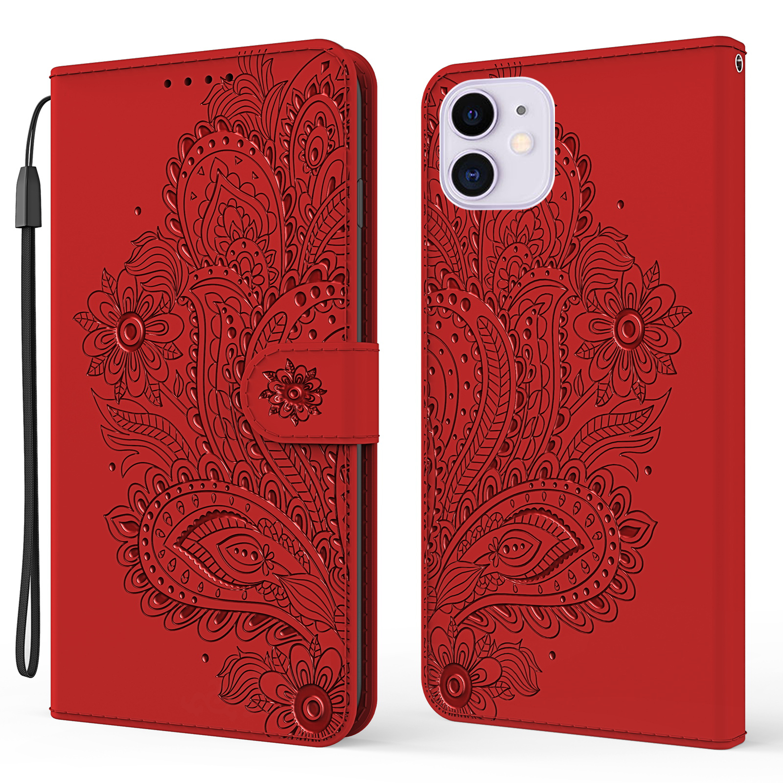 

Отпечатанный Цветочный Рисунок PU - Красный, iPhone 13 mini