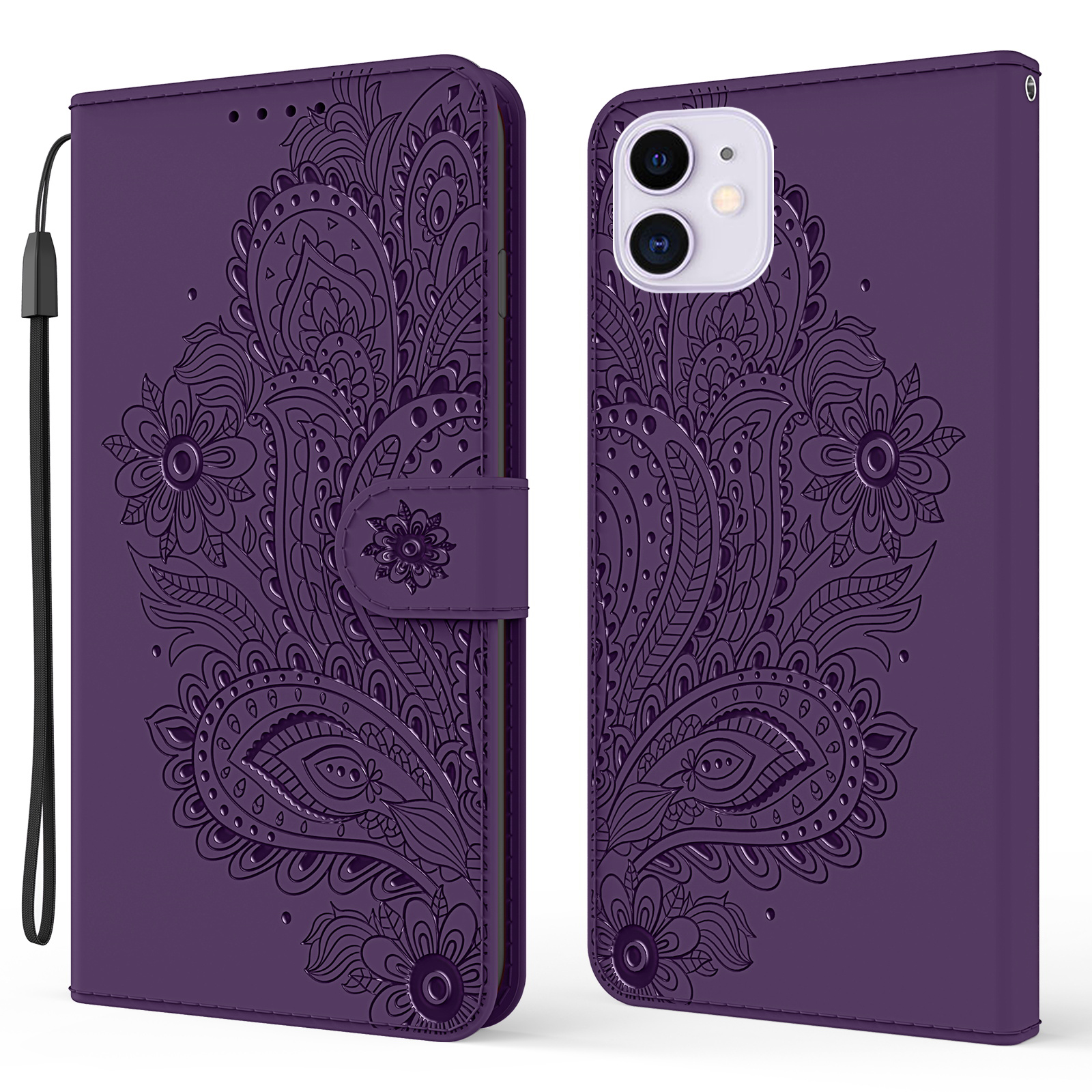 

Отпечатанный Цветочный Рисунок PU - Пурпурный, iPhone 13 mini