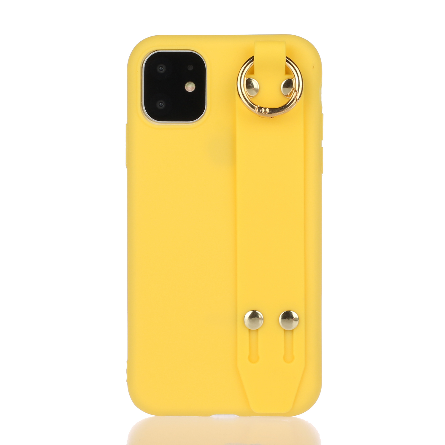 

Anti-Scratch Anti-Fall Stylish Hand Strap Kickstand Matte TPU Protective Shell for iPhone 13 Pro 6.1 inch - Yellow, iPhone 13 Pro
