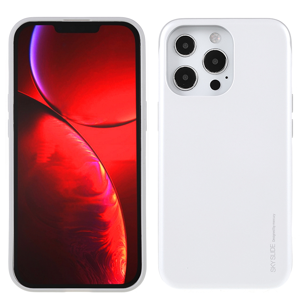 

MERCURY GOOSPERY Sky Series Slide Design Card Holder PC + TPU Phone Case Cover for iPhone 13 Pro 6.1 inch - White, iPhone 13 Pro