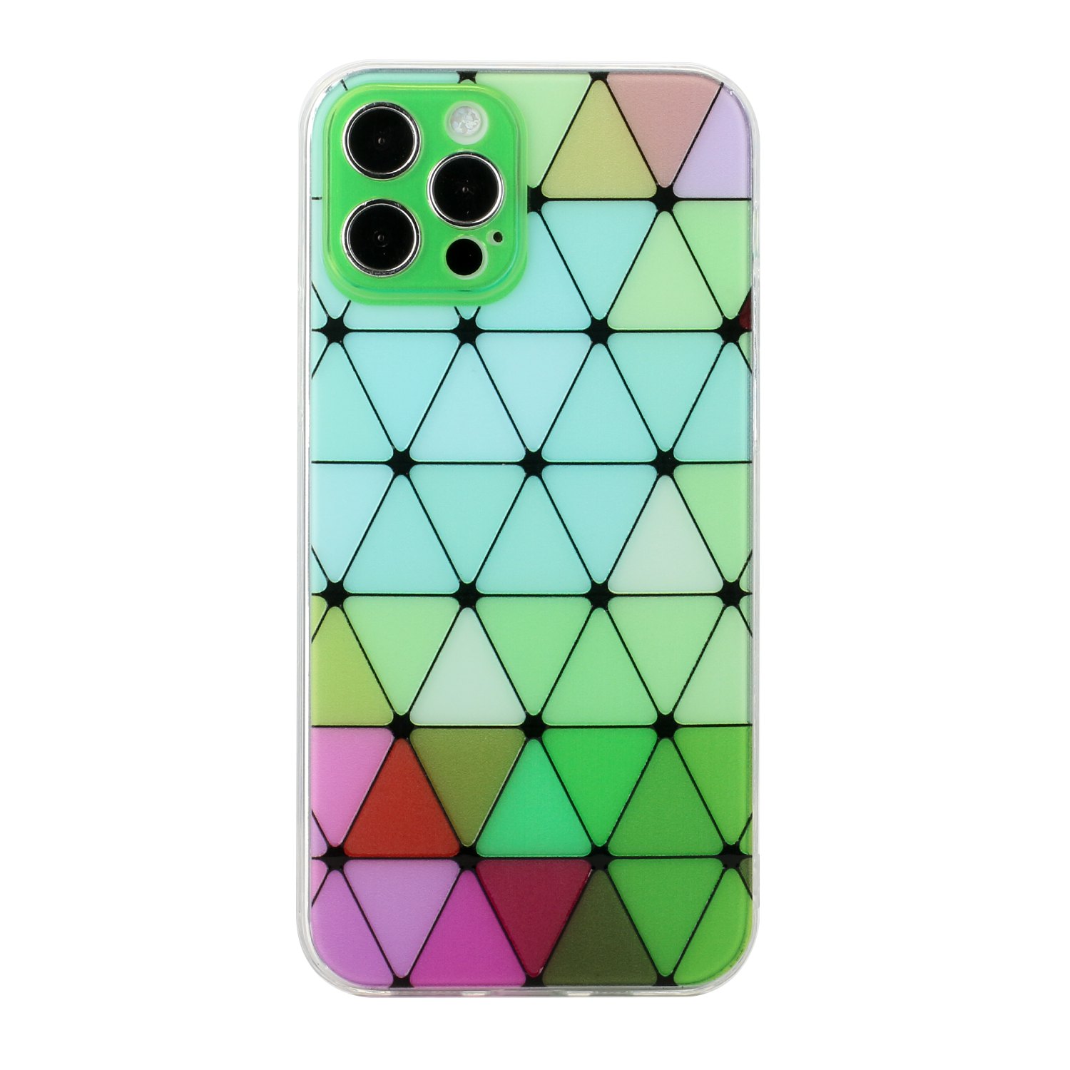

Красочный Треугольный Шок -надежный Чехол Для Телефона TPU Для Iphone 12 Pro Max 6,7 Дюйма - Зеленый, iPhone 12 Pro Max