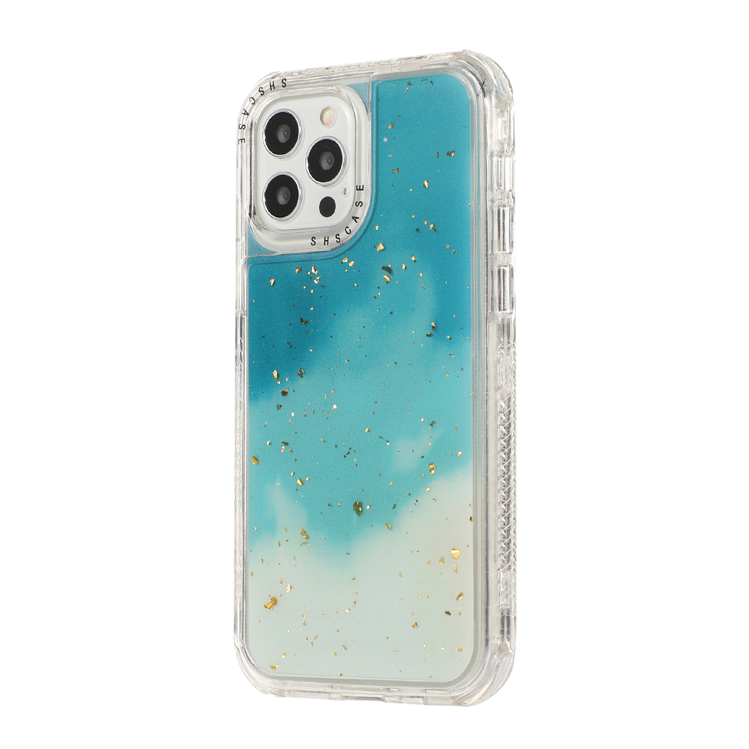 

Dreamland Watercolor Rainbow Painted PC + TPU Protect Epoxy Cover with Goldleaf Decor for iPhone 13 6.1 inch - Green, iPhone 13