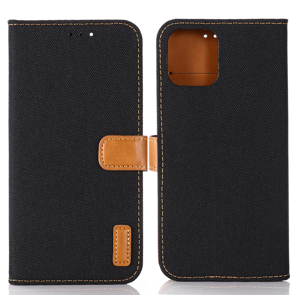 

Jean Cloth Texture PU Leather Wallet Stand Flip Folio Case with Magnetic Closure for iPhone 13 Pro Max 6.7 inch - Black, iPhone 13 Pro Max