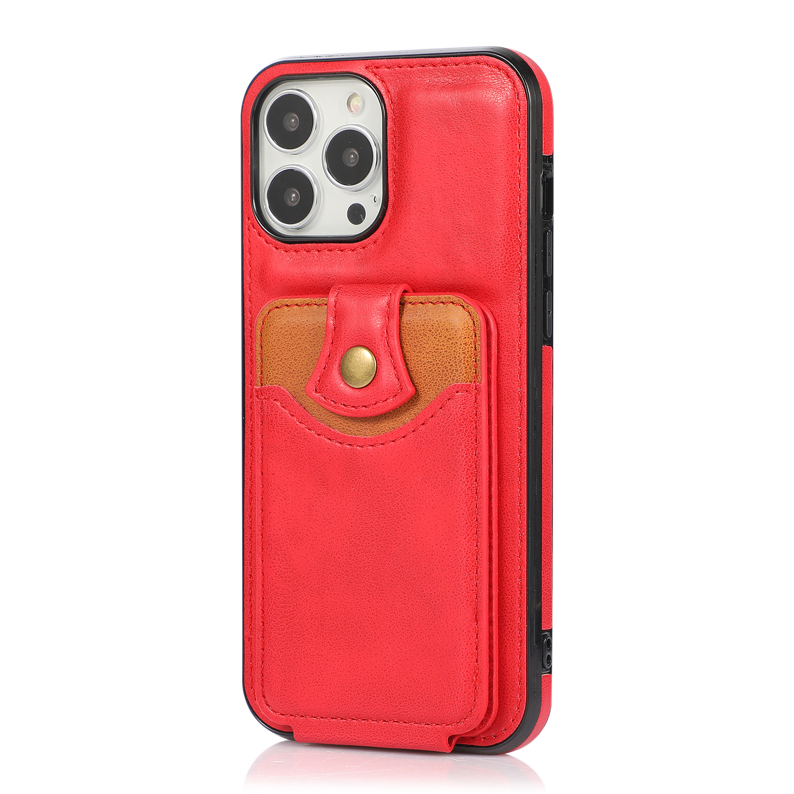 

Classic Style Great Touch Feeling Leather Vertical Flip Card Pocket Design Phone Case with Kickstand for iPhone 13 Pro Max 6.7 inch - Red, iPhone 13 Pro Max