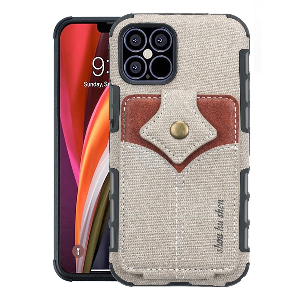 

SHOUHUSHEN Vertical Flip Card Pocket Design Maple Magnetic Buckle Leather Phone Case for iPhone 13 mini 5.4 inch - Grey, iPhone 13 mini