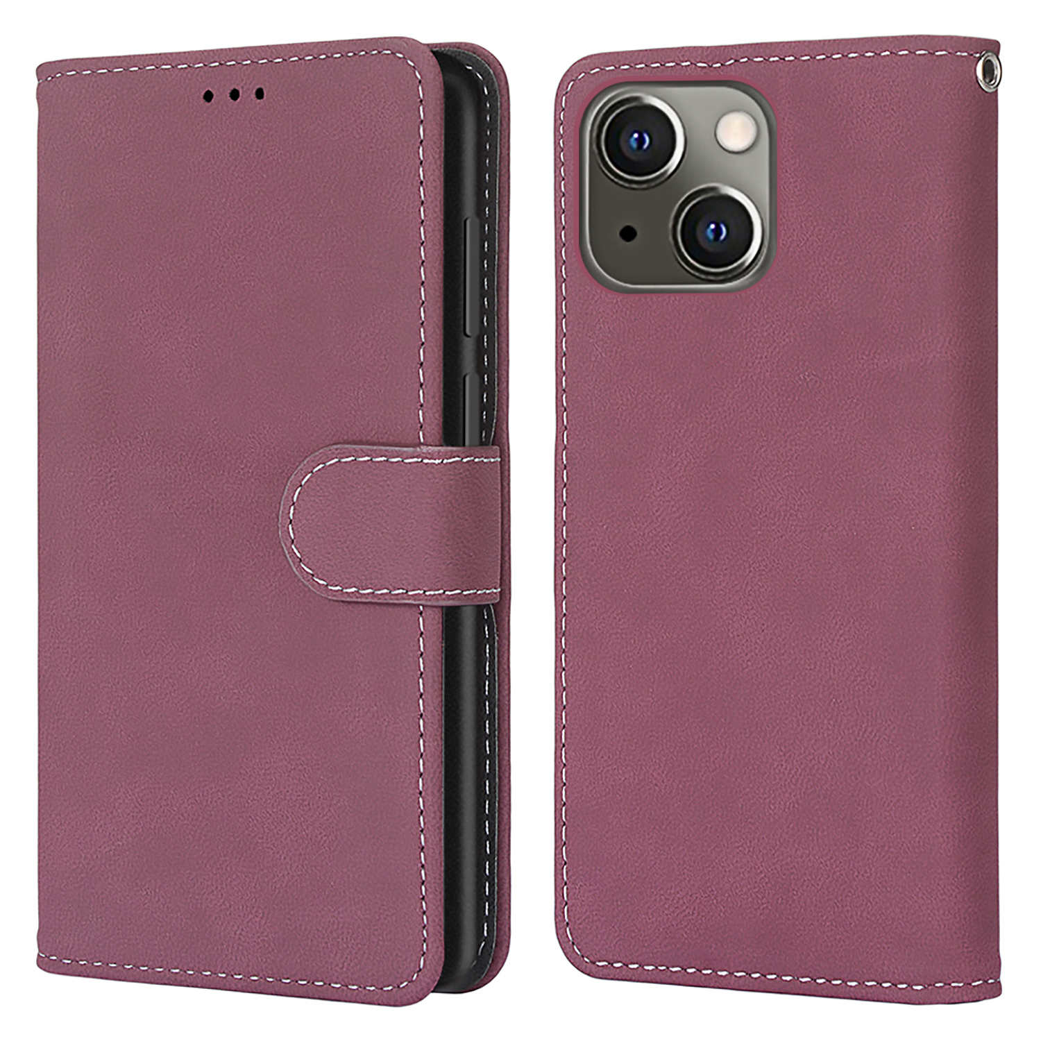 

Matte Surface Vintage Style Leather Wallet Stand Cover Phone Case for iPhone 13 6.1 inch - Rose, iPhone 13