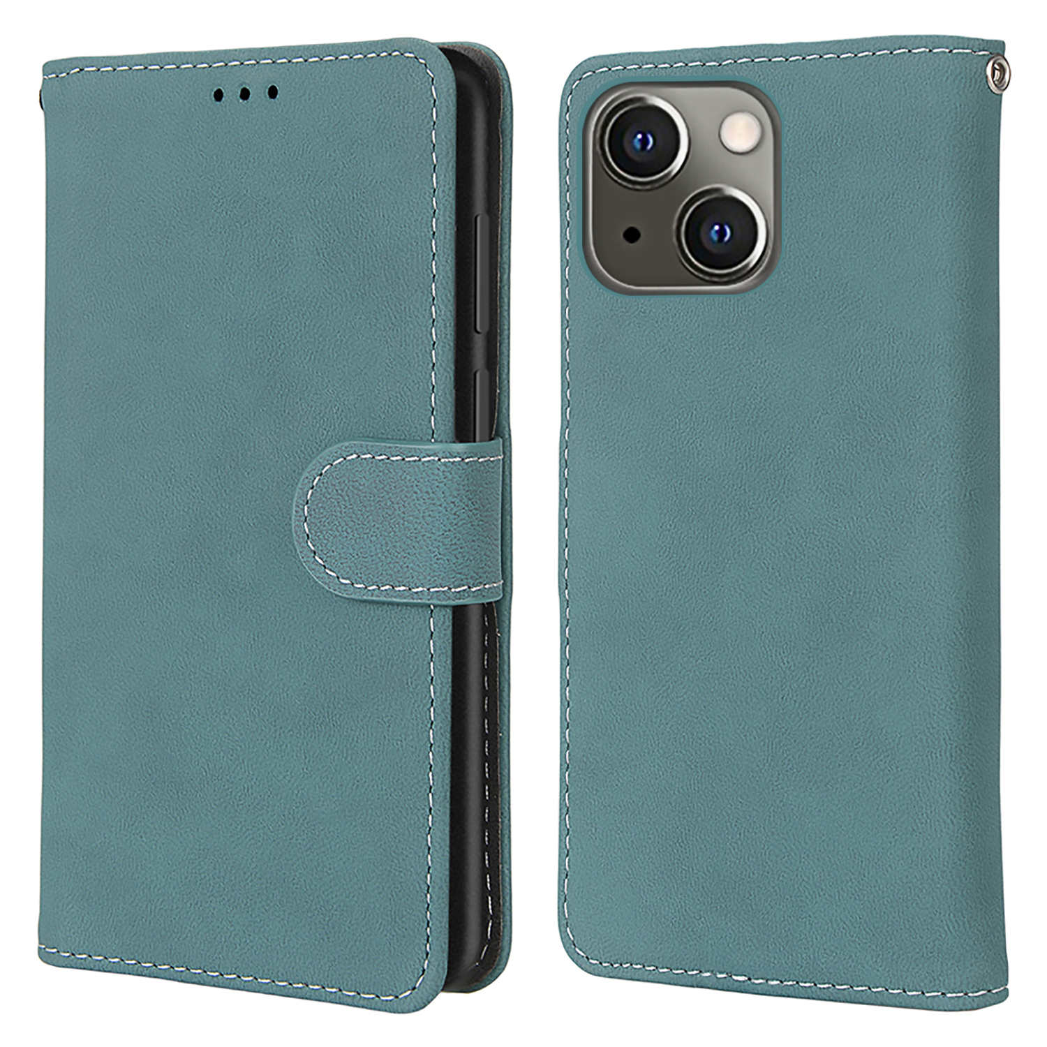 

Retro Style Matte Leather Cover Phone Shell with Wallet Stand for iPhone 13 mini 5.4 inch - Blue, iPhone 13 mini