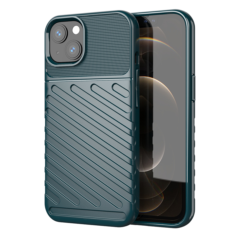 

Громная Серия Twill Twill Texture Soft TPU Телефон Обратный Чехол Для Iphone 13 6,1 Дюйма - Зеленый, iPhone 13