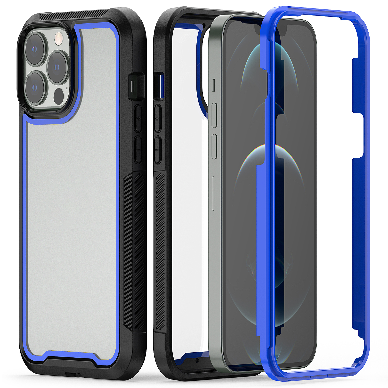 

Оболочка с Утолщенной Рамой с Помощью Края - Синий, iPhone 13 Pro Max