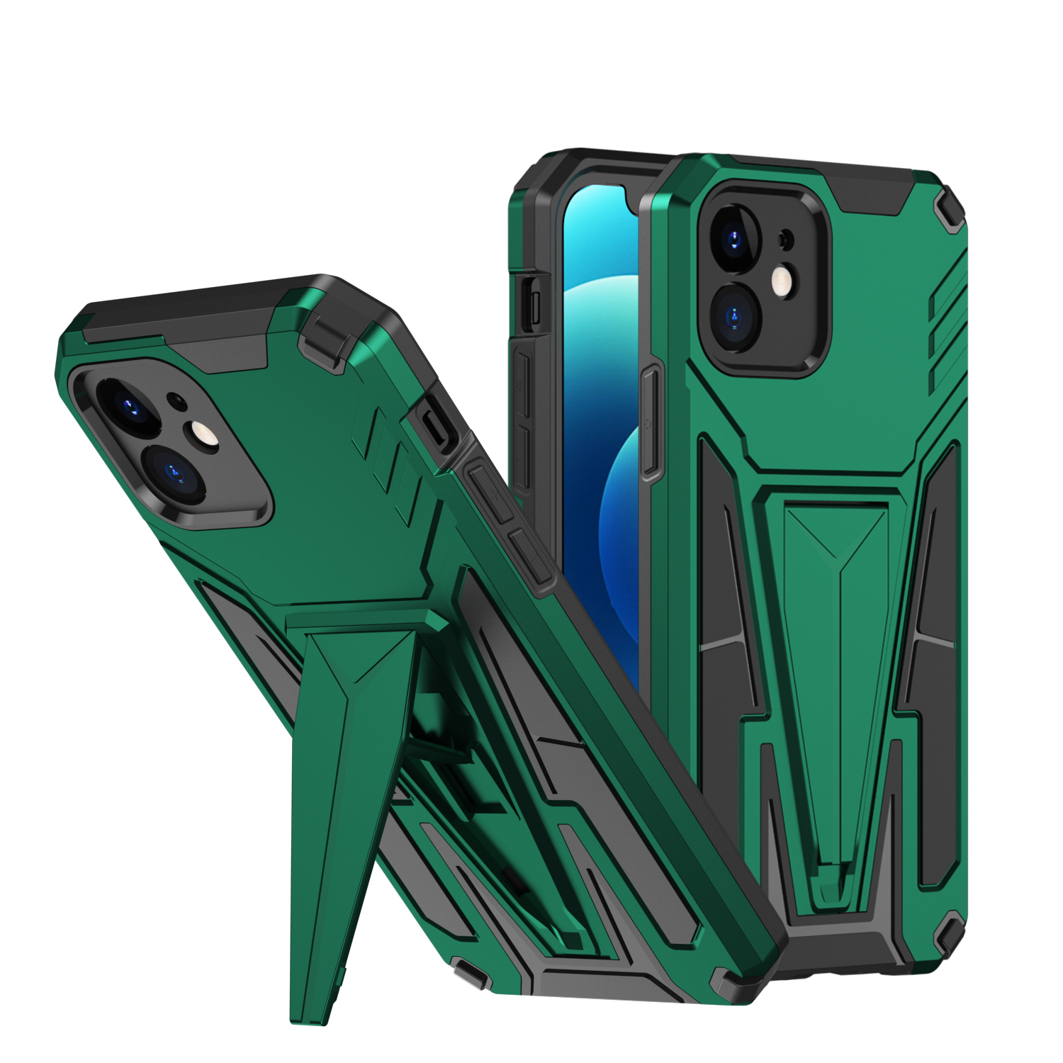 

ПК + TPU Combo Case Phone Защитный Чехол С Подсветкой Для IPhone 12 Mini 5,4 Дюйма - Зеленый, iPhone 12 mini