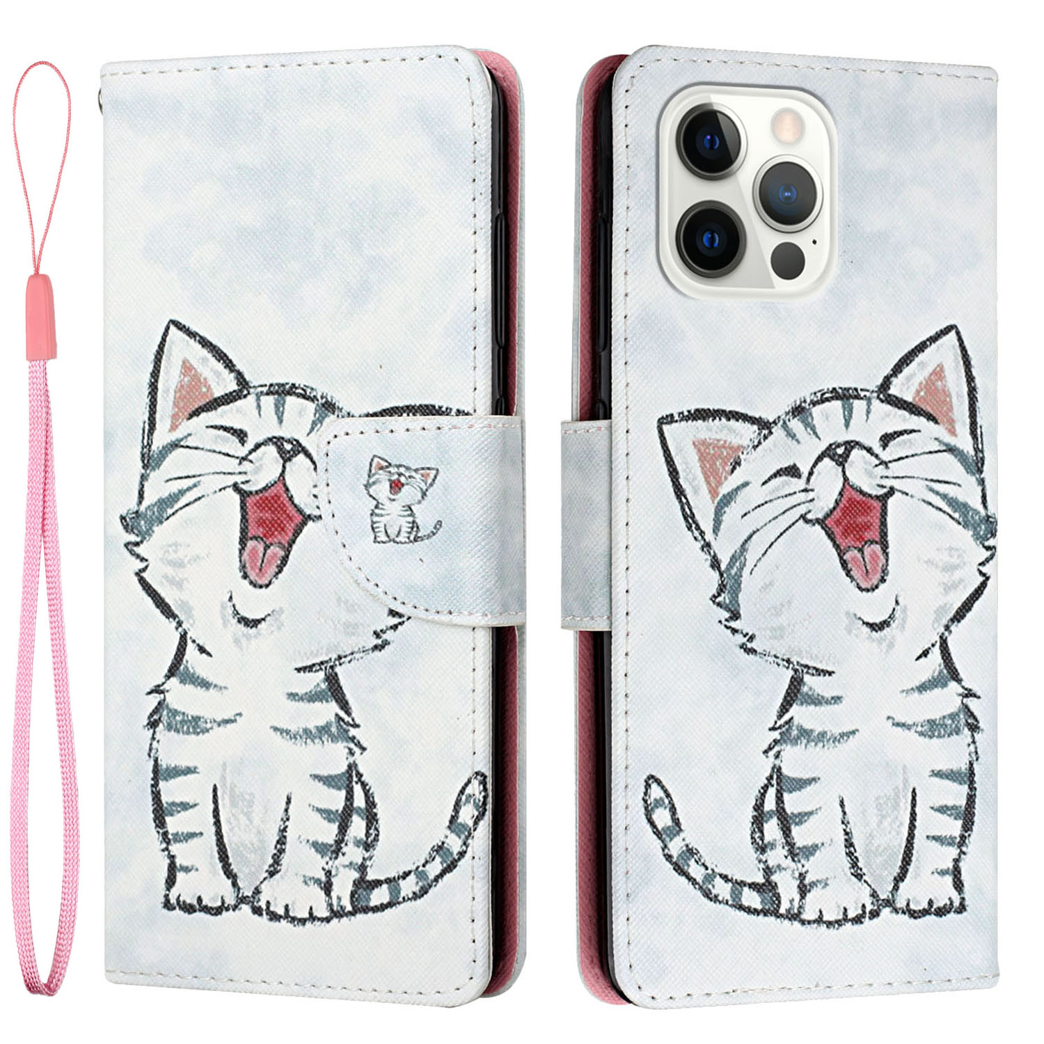 

Cross Texture Кожаный Кошелек Flip Phone Case Case Copact Pattern Cover с Ремешком Для Iphone 13 Pro Max 6,7 Дюйма - Красная Кошка, iPhone 13 Pro Max