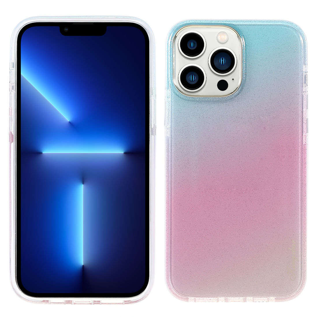 

KINGXBAR Glitter Gradient TPE + PC + TPU Anti-Scratch Shockproof Back Case for iPhone 13 Pro Max 6.7 inch - Glittering Pink, iPhone 13 Pro Max