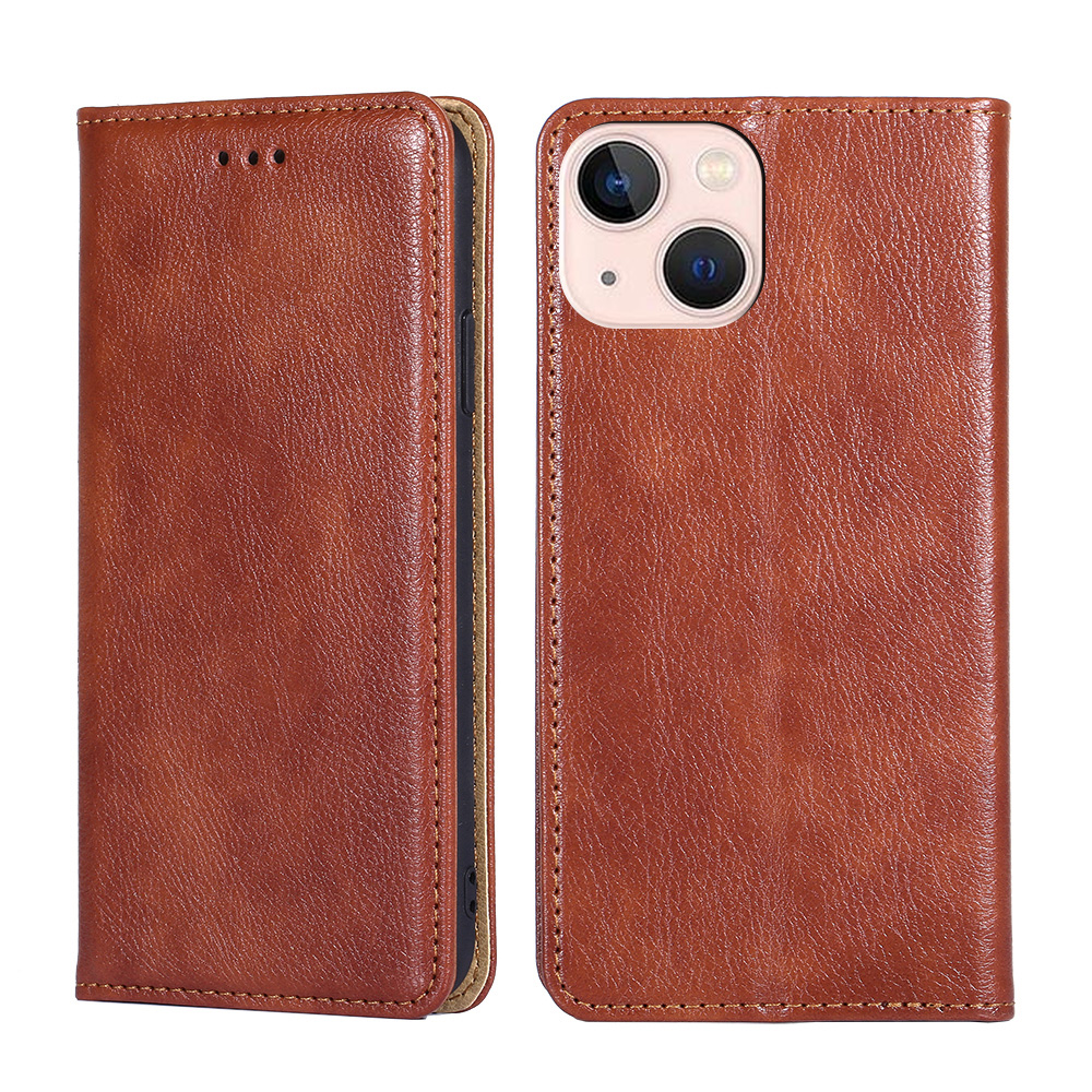 

Stand Feature Premium PU Leather Wallet Auto Closing Magnetic Flip Case for iPhone 13 mini 5.4 inch - Brow, iPhone 13 mini