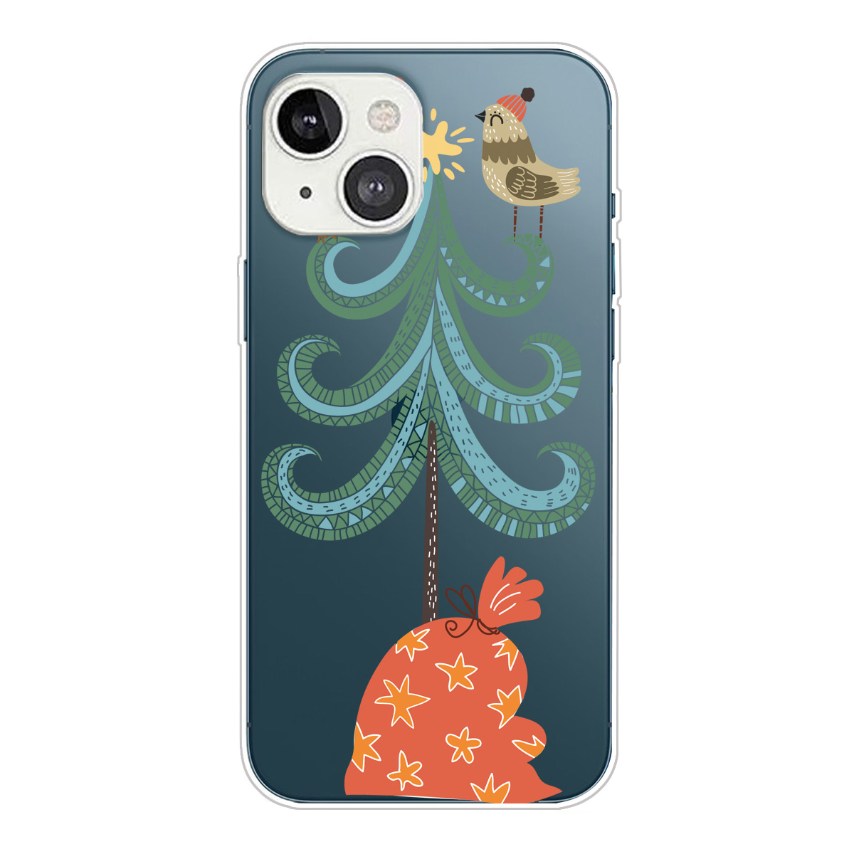 

Рождественская Серия Santa Снеговика Шаблон Печати TPU Телефонный Чехол Для IPhone 13 Mini 5,4 Дюйма - Птица На Дереве, iPhone 13 mini