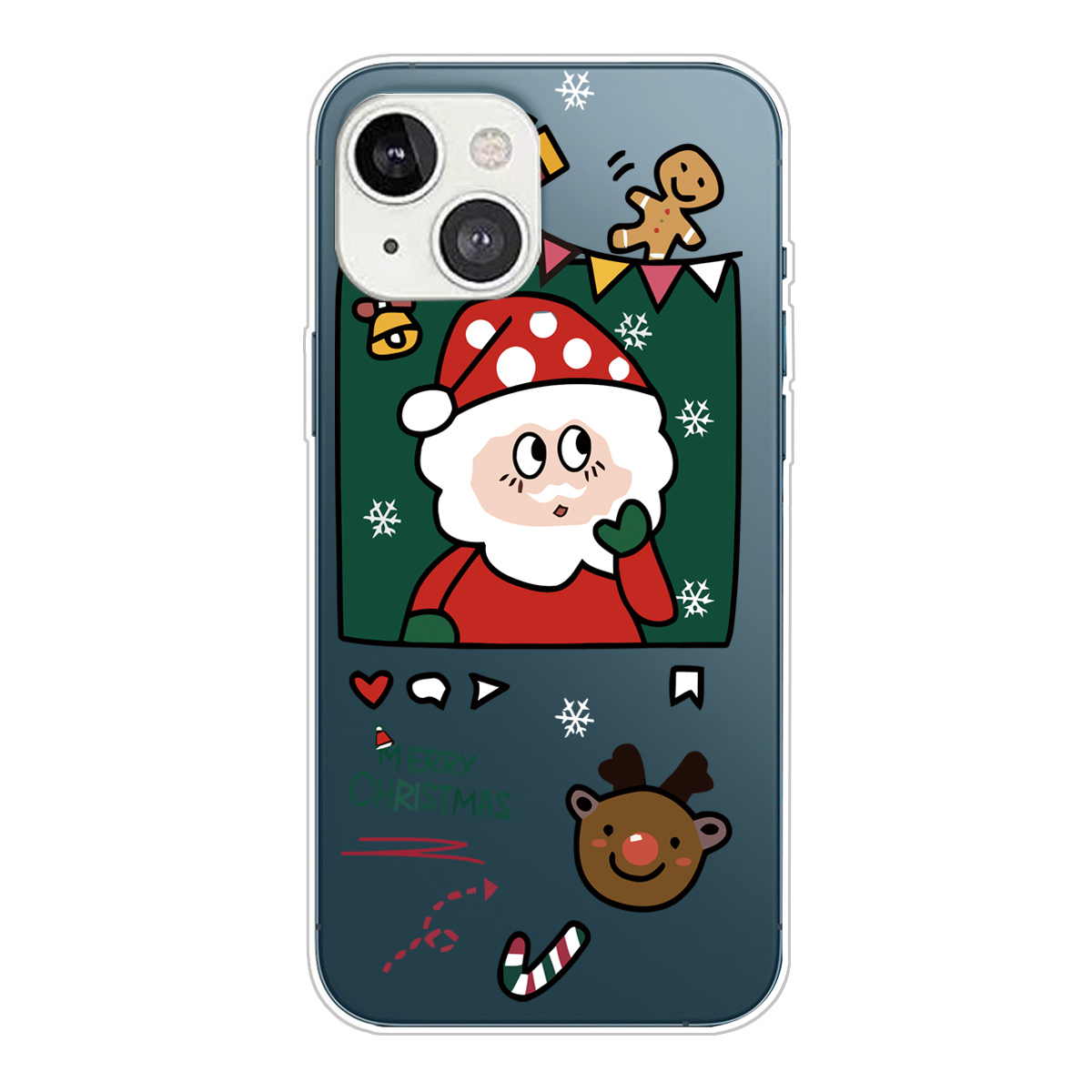 

Christmas Series Pattern Printing IMD TPU Cell Phone Back Cover Shell for iPhone 13 mini 5.4 inch - Santa Photo, iPhone 13 mini