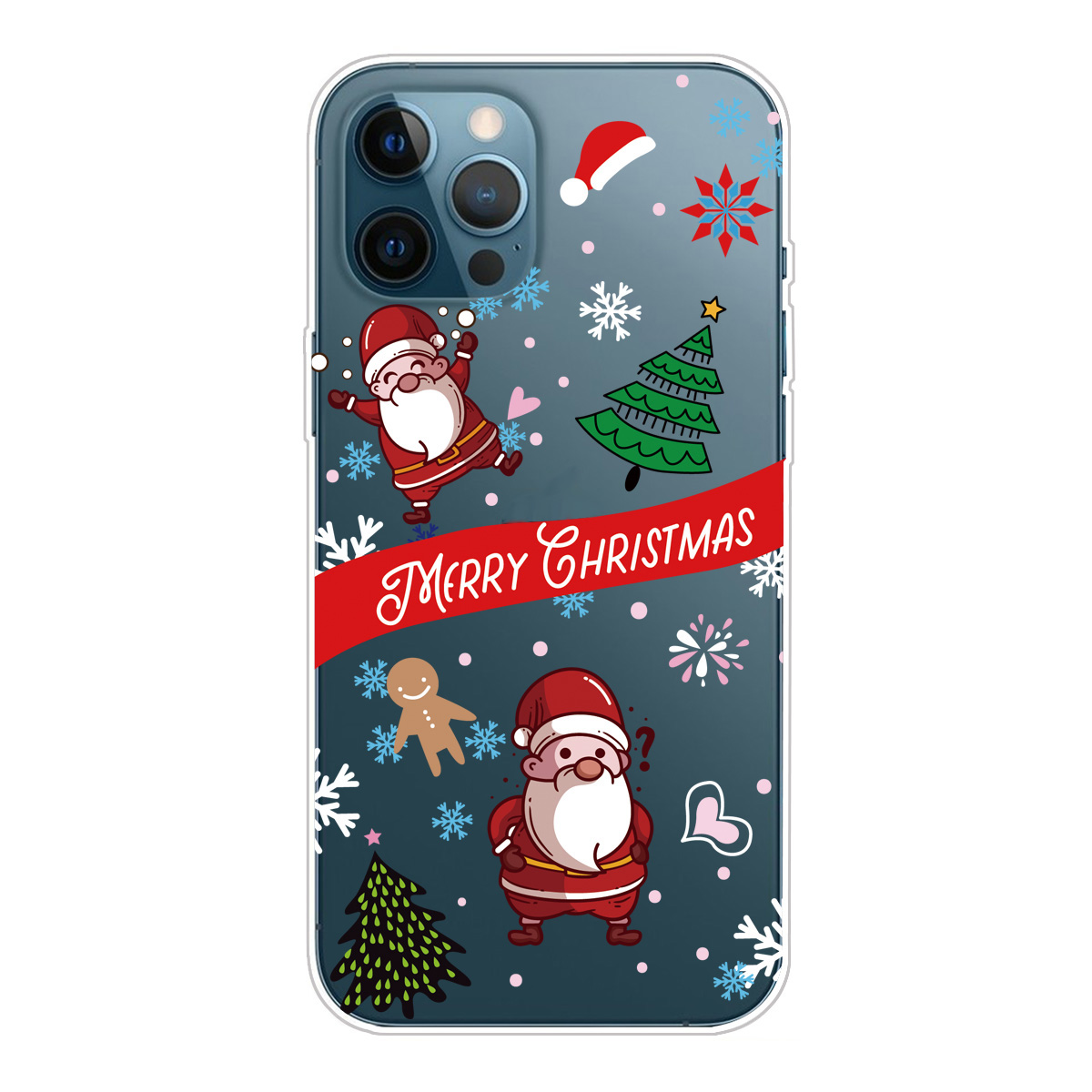 

Рождественская Серия Pattern Printing Soft TPU Case Phone Задняя Крышка Протектор Для IPhone 13 Pro 6.1 Дюймов - Два Санта, iPhone 13 Pro