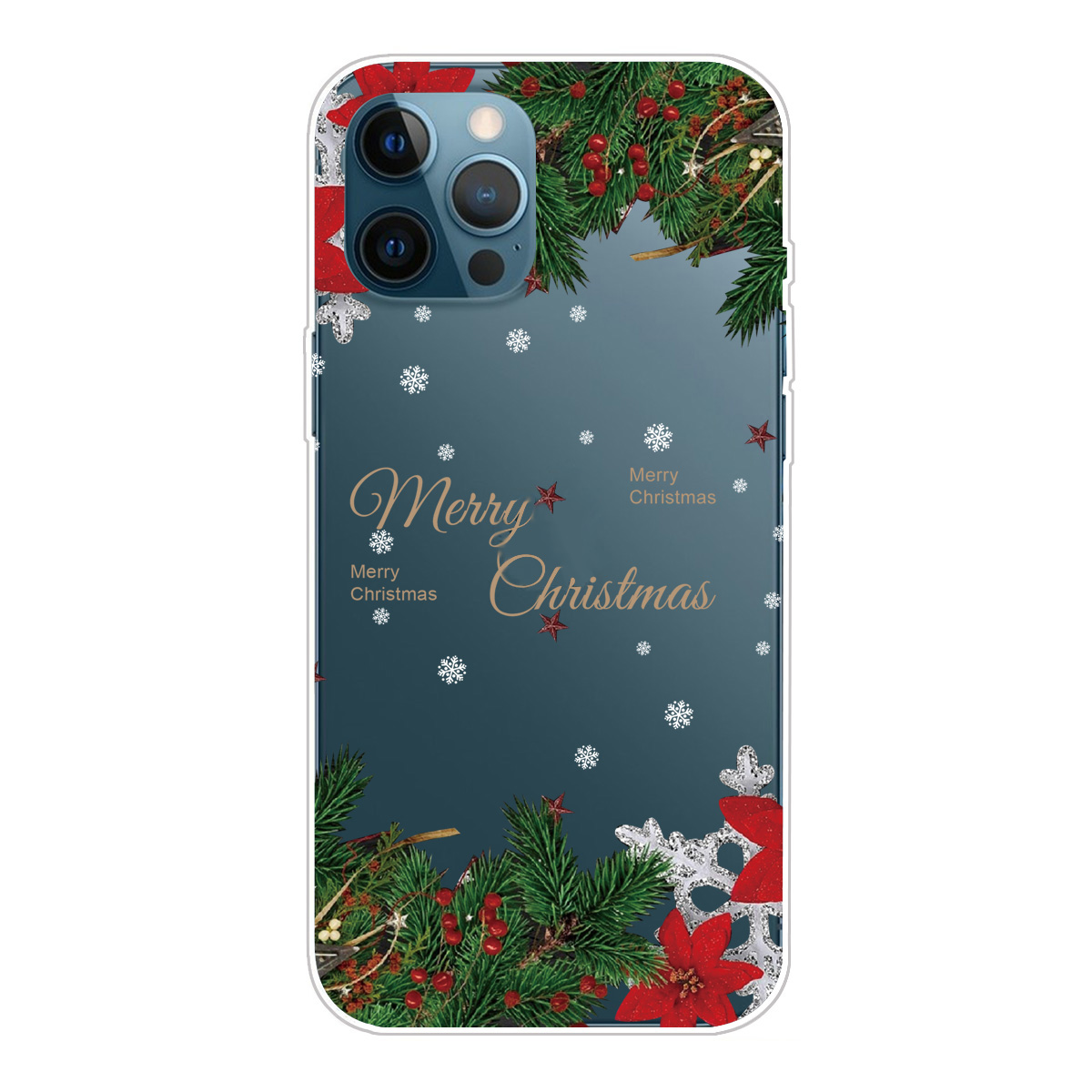 

Christmas Series Pattern Printing Soft TPU Case Phone Back Cover Protector for iPhone 13 Pro 6.1 inch - Tree and Snowflake, iPhone 13 Pro