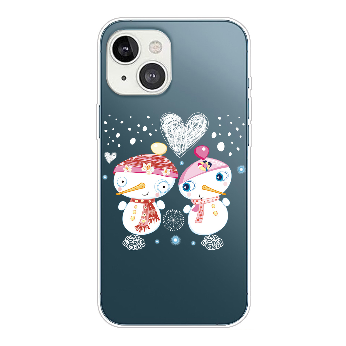 

Christmas Series Pattern Printing IMD Smooth Flexible Protective TPU Case for iPhone 13 mini 5.4 inch - Couple Snowman, iPhone 13 mini