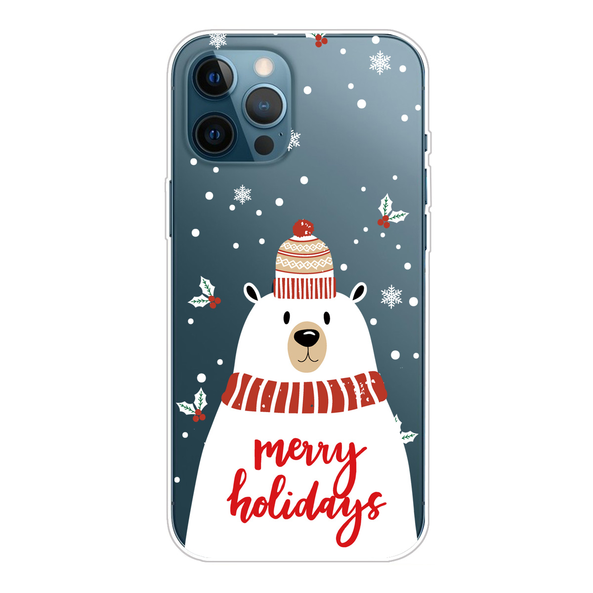 

Christmas Series Pattern Printing Protective TPU IMD Anti-Slip Case for iPhone 13 Pro Max 6.7 inch - Scarf White Bear, iPhone 13 Pro Max