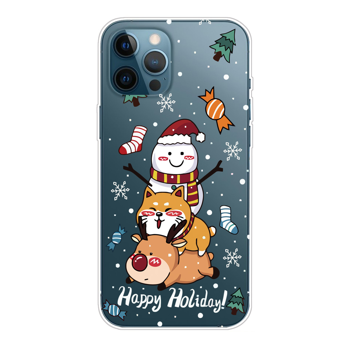

Christmas Series Pattern Printing Protective TPU IMD Anti-Slip Case for iPhone 13 Pro Max 6.7 inch - Shiba Inu Snowman Deer, iPhone 13 Pro Max