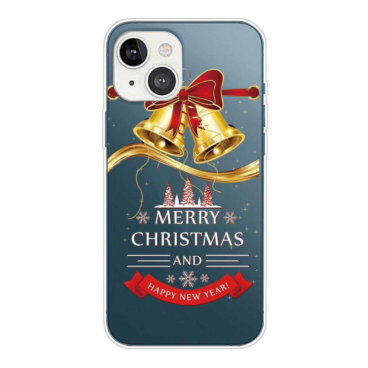 

Christmas Series Pattern Printing Soft TPU IMD Clear Case Slim Fit Protective Cover for iPhone 13 6.1 inch - Golden Bell, iPhone 13