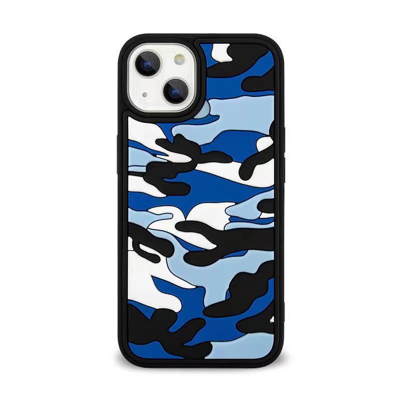 

Rugged Surface Camouflage Cloud Pattern TPU + Silicone Hybrid Case Phone Cover for iPhone 13 6.1 inch - Camouflage Blue, iPhone 13